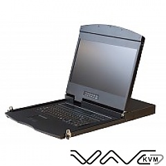 KVM LCD FullHD console, Wave KVM , 17", 8-port HDMI KVM, 1U, single rail