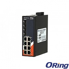 Managed switch, 8x 10/1000 RJ-45 + 4 slide-in SFP slots, O/Open-Ring <20ms, slim housing (ORing IGS-3084GP-LA)
