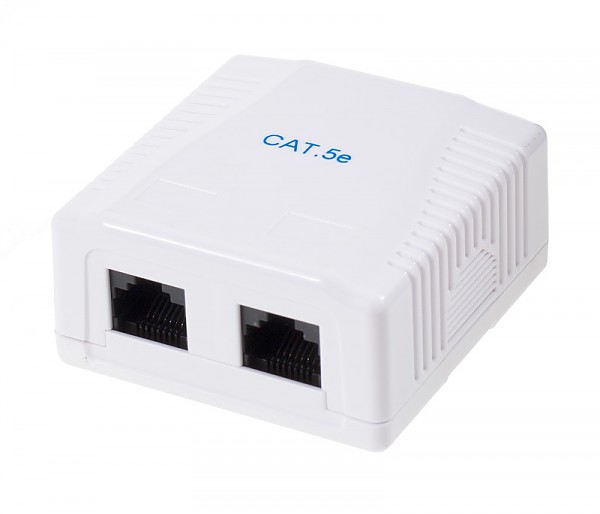 Cat. 5e UTP surface-mount box, 2x RJ-45 