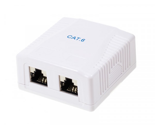 Cat. 6 STP surface-mount box, 2x RJ-45 