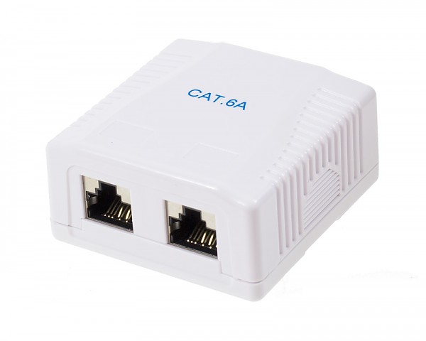 Cat. 6a STP surface-mount box, 2x RJ-45 