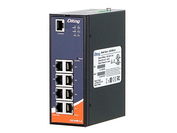 Managed switch,  8x 10/1000 RJ-45, O/Open-Ring <20ms, L2 (ORing IGS-9080-LA-PN) 